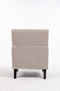 Upholstered Accent Chair, Vintage Armchair With Blue And White Striped Linen Fabric And Trim For Living Room Grey Cotton
