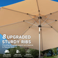 9Ft Patio Umbrella, Outdoor Table Umbrella With Push Button Tilt And Crank, Uv Protection Waterproof Market Sun Umbrella With 8 Sturdy Ribs For Garden, Deck, Backyard, Pool Beige Beige Round Uv Resistant Umbrellas Aluminium