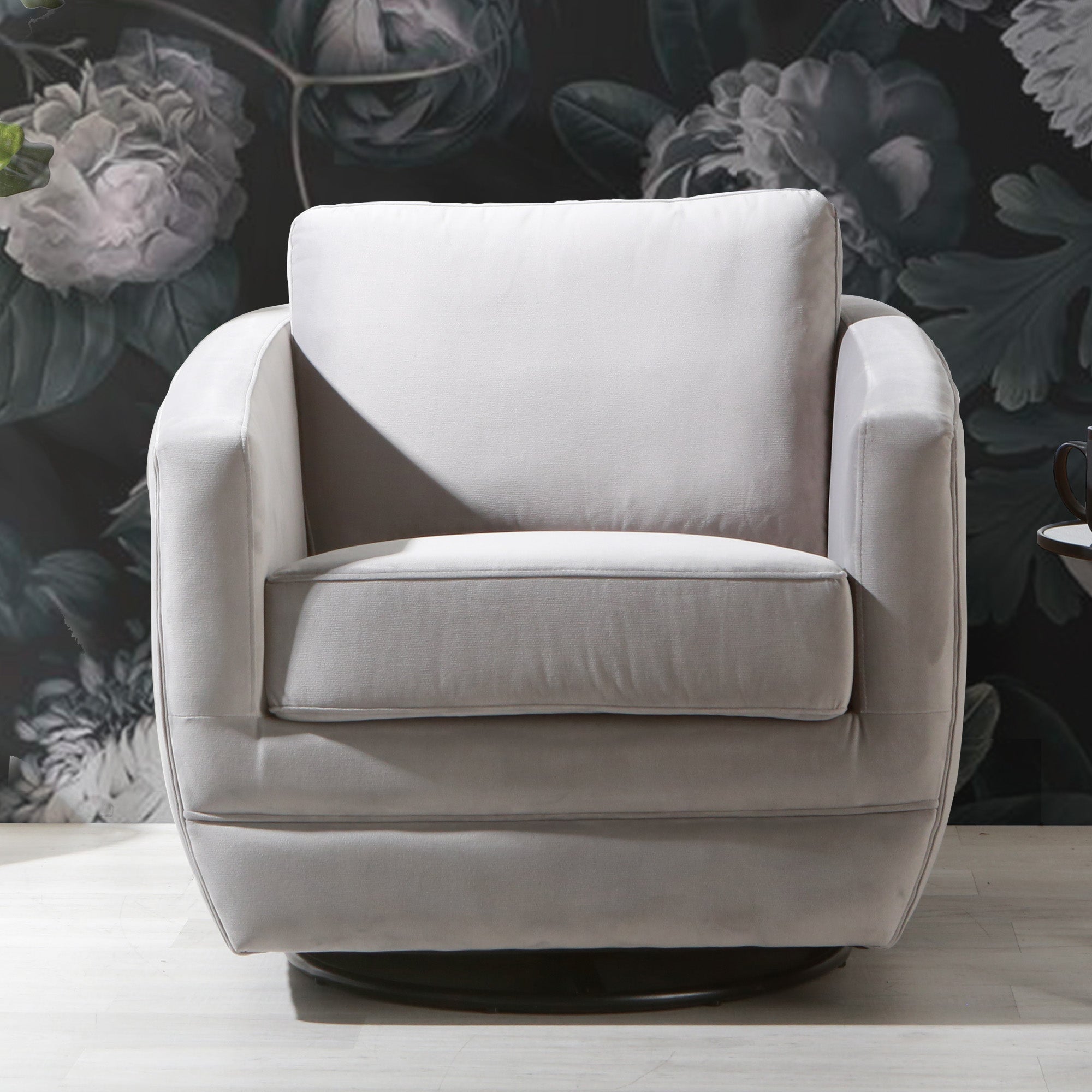 Gogh Swivel Chair In Dappled Grey Grey Fabric