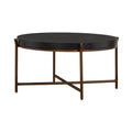 Sylvie Brushed Oak And Metal Round Coffee Table Grey Black Wood Metal