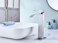 Waterfall Spout Bathroom Sink Single Handle Faucet With Pop Up Drain No Overflow Brushed Nickel Stainless Steel