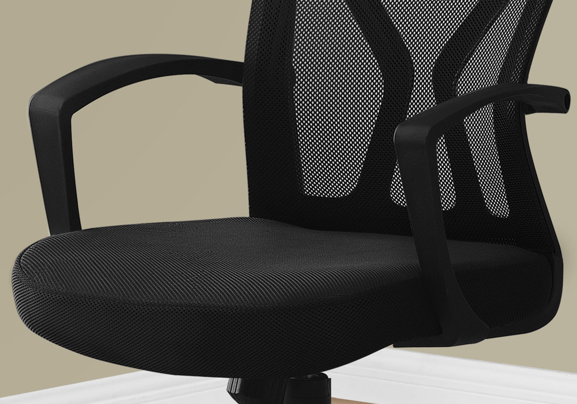 Office Chair, Adjustable Height, Swivel, Ergonomic, Armrests, Computer Desk, Work, Black Mesh, Black Metal, Contemporary, Modern Black Foam Polyester