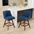 Counter Height Swivel Barstools, 26'' H Seat Height Upholstered Bar Stools Set Of 2, Fabric In Blue Blue Dining Room American Design Rubberwood Set Of 2 Foam Wood Fabric