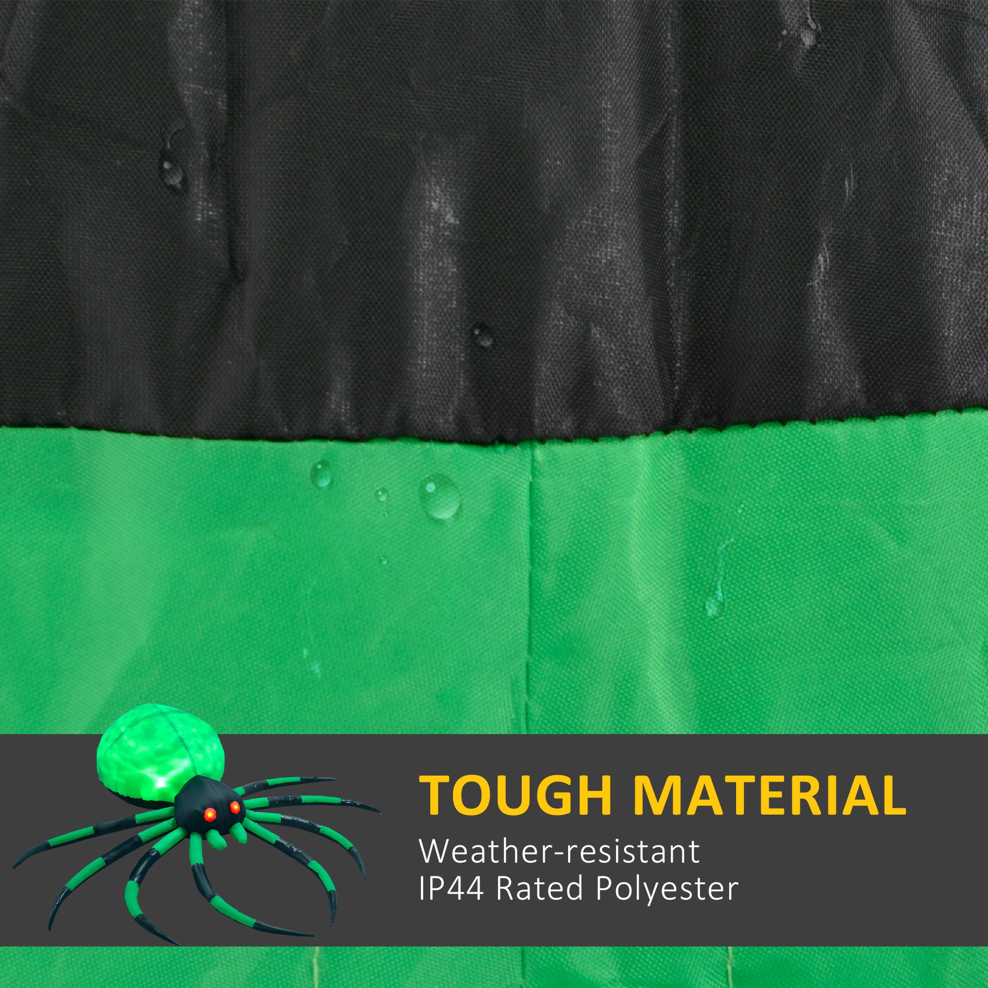 Homcom 6' Halloween Inflatable Outdoor Decoration Spider, Blow Up Led Yard Decor For Garden, Lawn, Party, Holiday, Waterproof Green Polyester