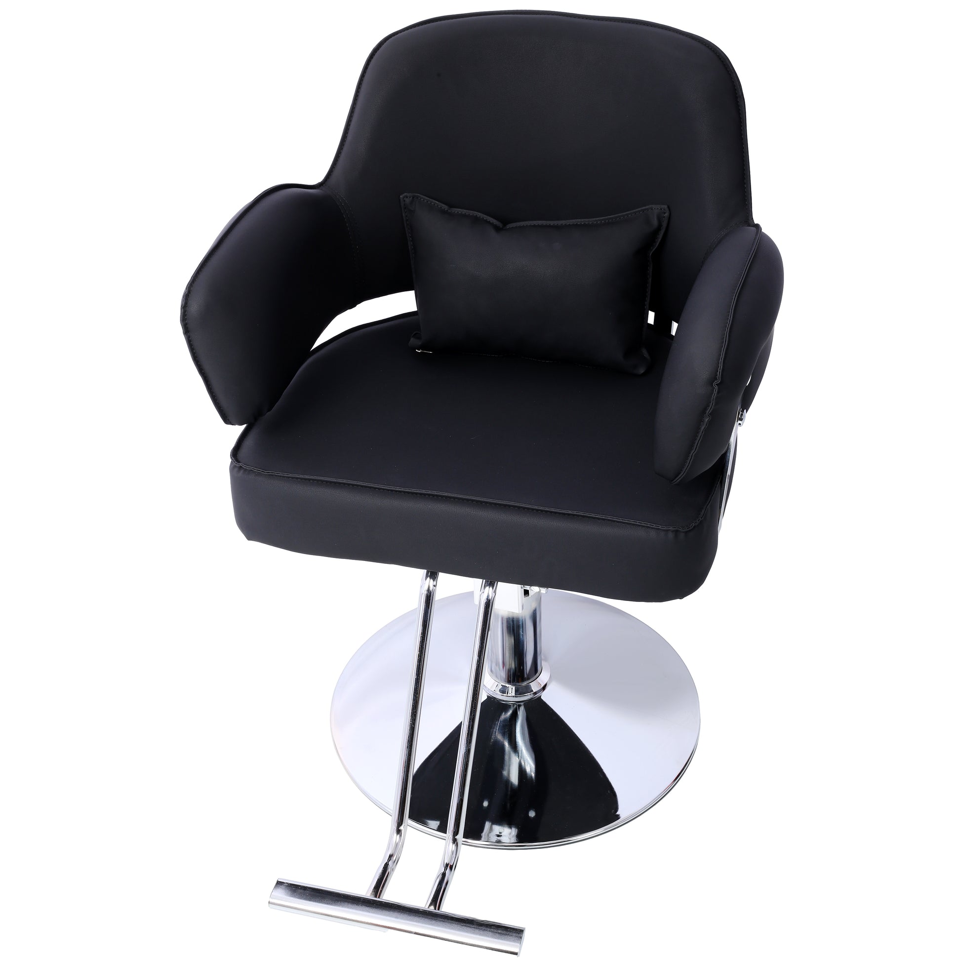 Salon Styling Chair For Hair Stylist Wide Seat, Hair Salon Chair Heavy Duty, Beauty Spa Cosmetology Shampoo Hairdressing Eq,Black,Round Base Black Pu