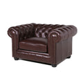 Traditional Tufted Leather Chesterfield Chair Chocolate Leather