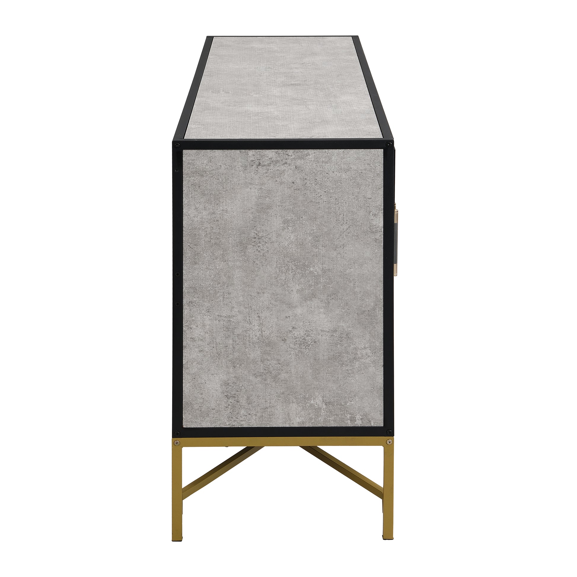 Distinctive Features Of Four Door Sideboard With Metal And Cross Leg Design,Suitable For Living Rooms,Entrance And Study Antique Gray American Design Mdf