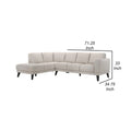 Fin 71 Inch Right Arm Facing Sofa, Mist Gray, Genuine Italian Leather Gray Wood 5 Seat