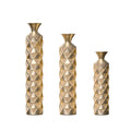 Metal Decorative Vase High Distress Metal Center Vase With 3D Triangle Pattern, Set Of 3 Vases For Home Decoration 33.5 