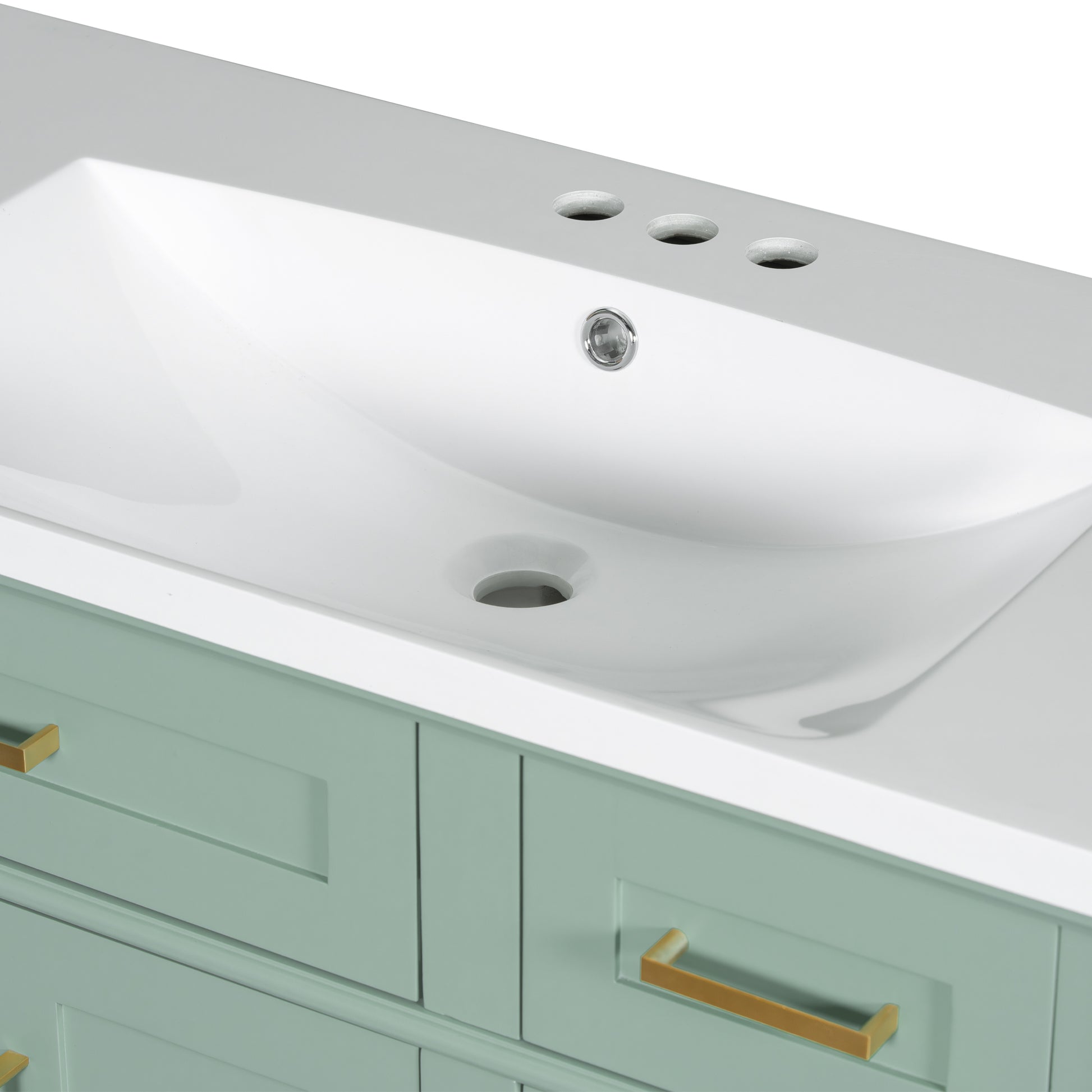 36 Inch Bathroom Vanity With Resin Sink, Modern Bathroom Cabinet In Green, Featuring Two Soft Close Doors And Four Drawers Green Bathroom Solid Wood Mdf Resin