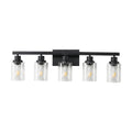 5 Lights Farmhouse Vanity Lights Fixture Rustic Bathroom Light Fixture Bathroom Sconce Black Modern Glass Iron