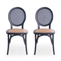 Dining Chair Mp2 Set Of 2 Matte Black Rattan