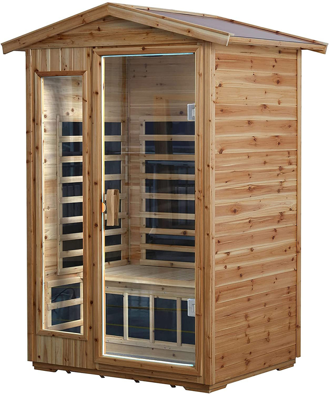 Two Person Far Infrared Old Fir Outdoor Sauna Room Natural Solid Wood