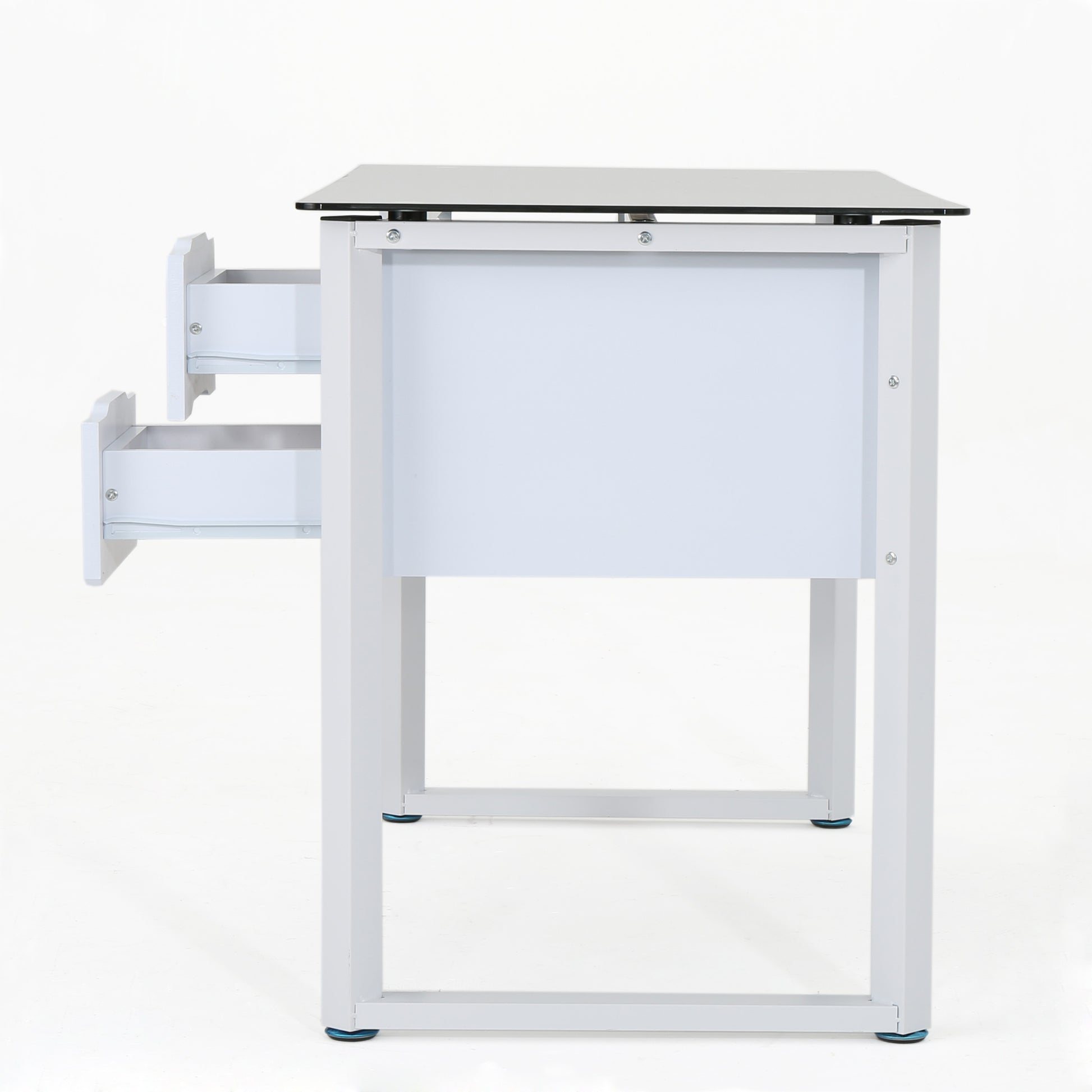 Glass Computer Desk White Black Mdf