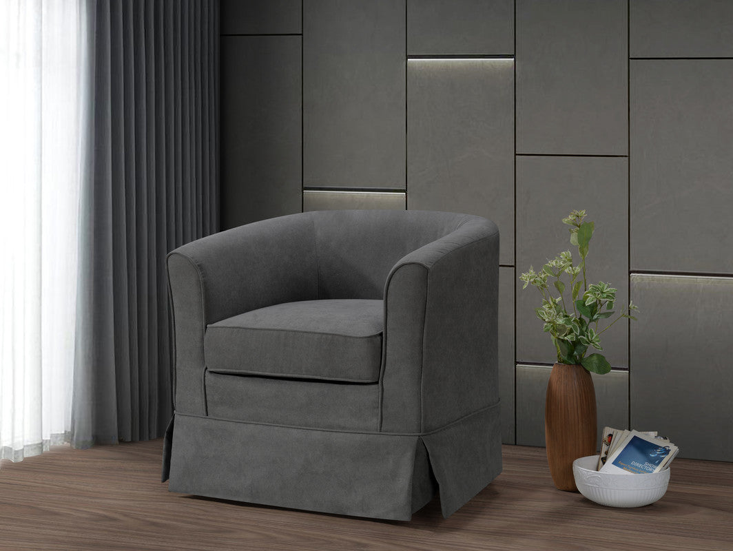 Tucker 28" Gray Woven Fabric Swivel Barrel Chair Gray Fabric