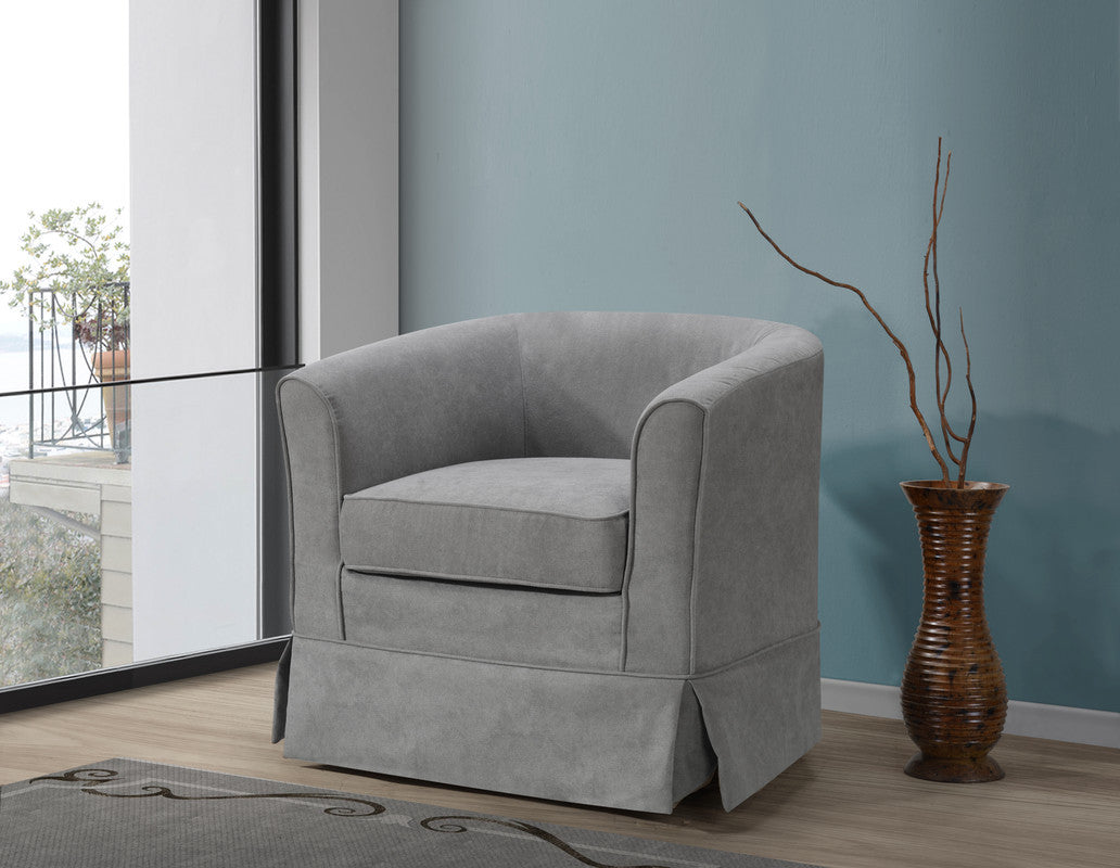Tucker 28" Steel Gray Woven Fabric Swivel Barrel Chair Gray Fabric
