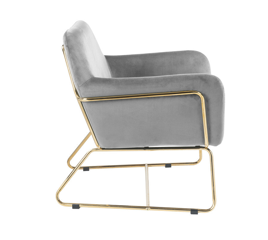 Keira 29.5" Gray Velvet Accent Chair With Metal Base Gray Velvet
