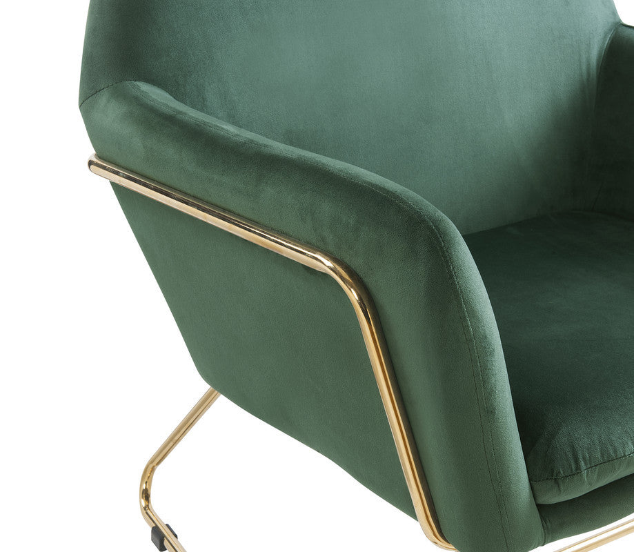 Keira 29.5" Green Velvet Accent Chair With Metal Base Green Velvet