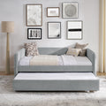 Daybed With Trundle Upholstered Tufted Sofa Bed, Full Size, Boucle Fabric, Grey 83