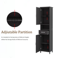 Double Door Narrow Height Slim Floor Standing Cabinet With 2 Adjustable Shelves Black Black Mdf