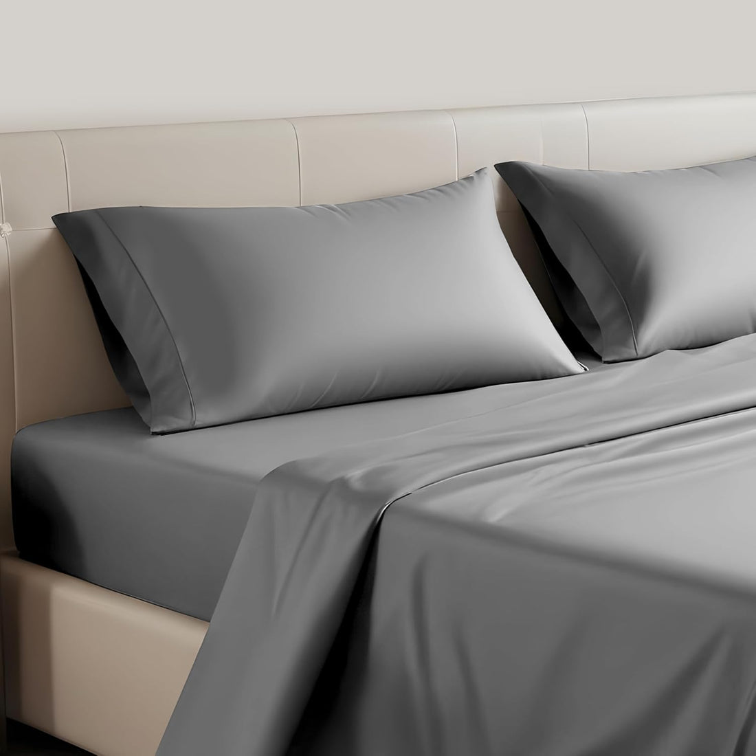 Queen Size 4 Piece Sheet, Lightweight Super Soft Easy Care Microfiber Comfycooling Bedding Sheets With Deep Pocket, Shrinkage And Fade Resistant, Hotel Luxury, Grey Grey Microfiber