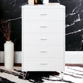 White 5 Drawer Chest With Single Handles White Bedroom Contemporary Particle Board Mdf