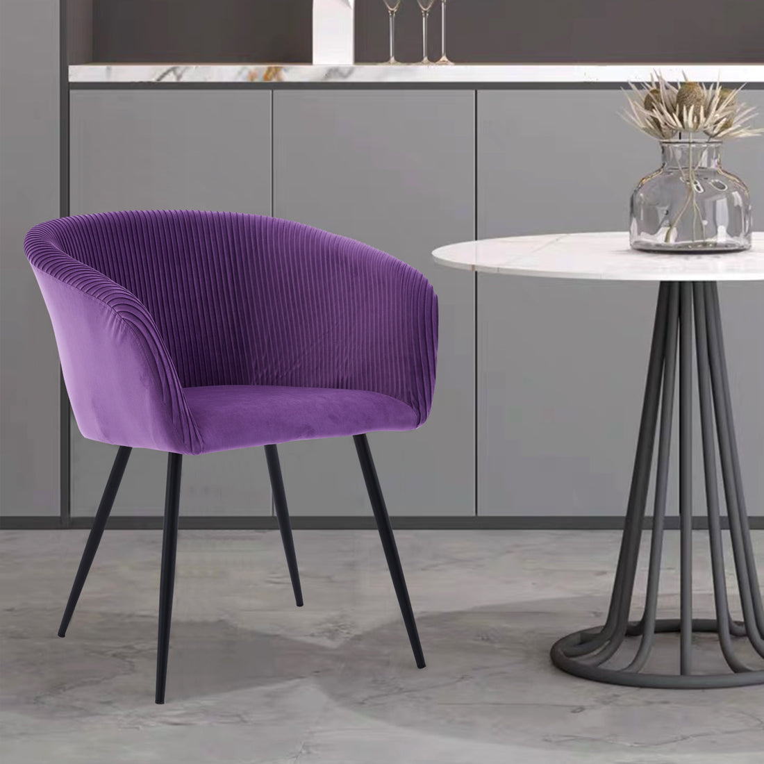 Ts Stripe Dinding Chair Purple Velvet