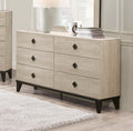 Modern Design Bedroom Furniture 1Pc Cream Finish And Black 6 Drawers Beautiful Dresser With Faux Marble Top Black,Cream Modern Wood