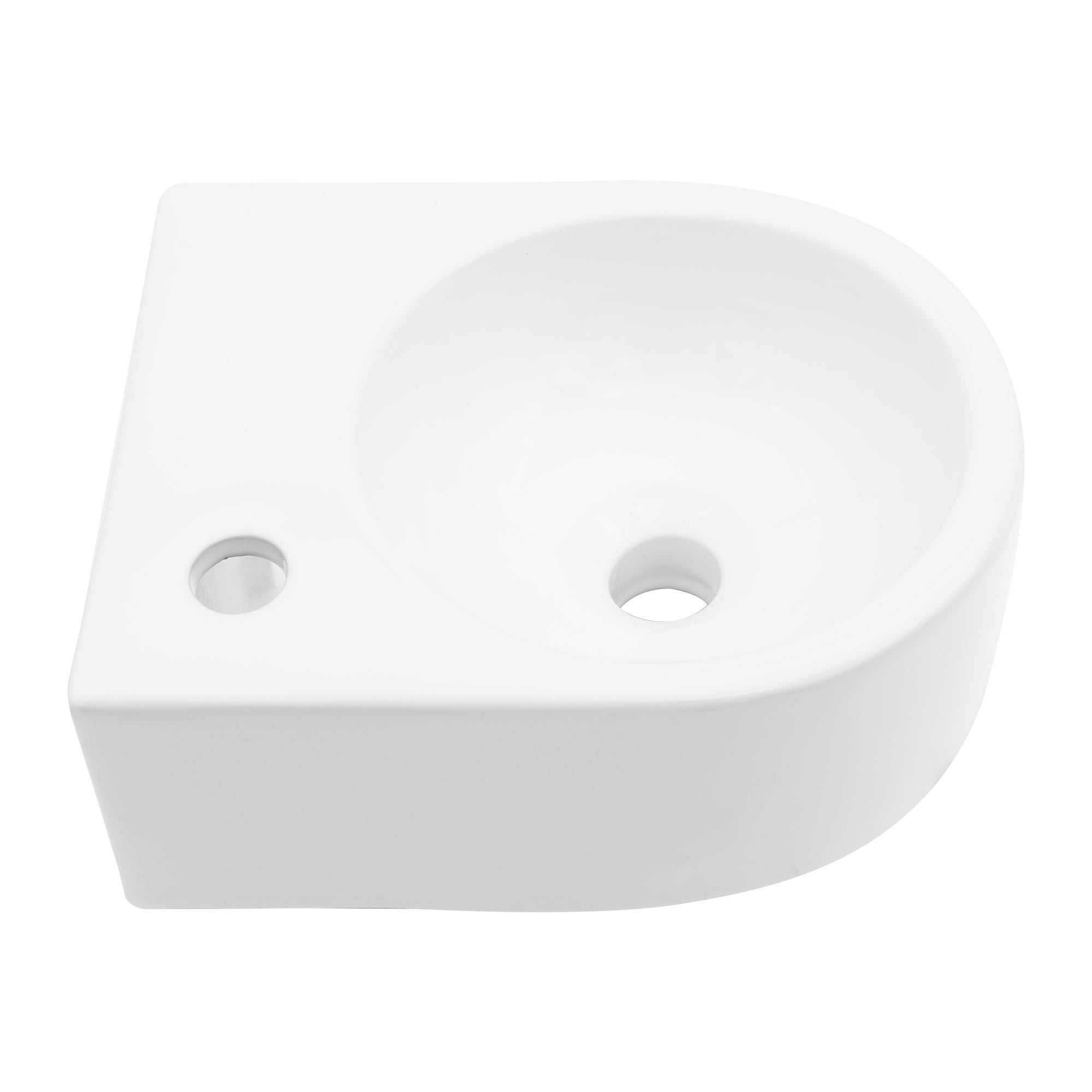 13X10.44 Inch White Ceramic Rectangle Wall Mount Bathroom Sink With Single Faucet Hole White Ceramic