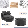 Orisfur. 360 Swivel Accent Barrel Chair With Storage Ottoman & 4 Pillows, Modern Chenille Leisure Chair Round Accent For Living Room, Gray Gray Foam Chenille