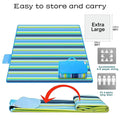 Outdoor Picnic Blankets, Waterproof Sandproof Portable Blankets, Foldable And Lightweight For Spring Summer Camping, Beach, Park Blue Oxford Fabric