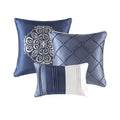 7 Piece Comforter Set Navy Queen Queen Navy Polyester