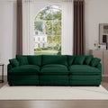Oversized Modular Cushion Sofa, Portable Ottoman, L Shaped Corner Low Back Deep Seating Spacious Sofa Setfor Home Apartment Living Room Set, Green Corduroy Green Corduroy 3 Seat