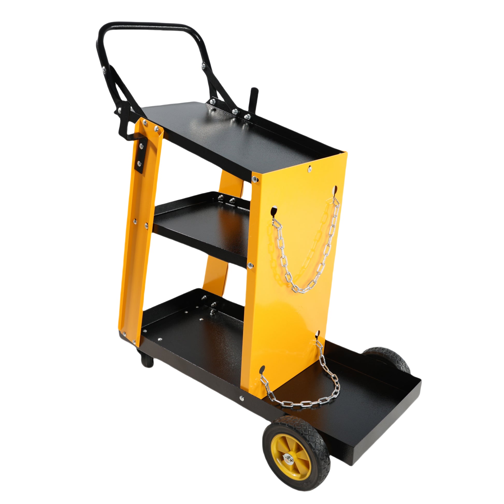 Multi Function 3 Tier Welding Cart. Gas Bottle And Accessory Storage.Welding Heavy Duty Cart For Tig Mig Welder And Plasma Cutter With Upgrade Handles And Increase Storage Space Tank Storage Yellow Black Garden & Outdoor Iron