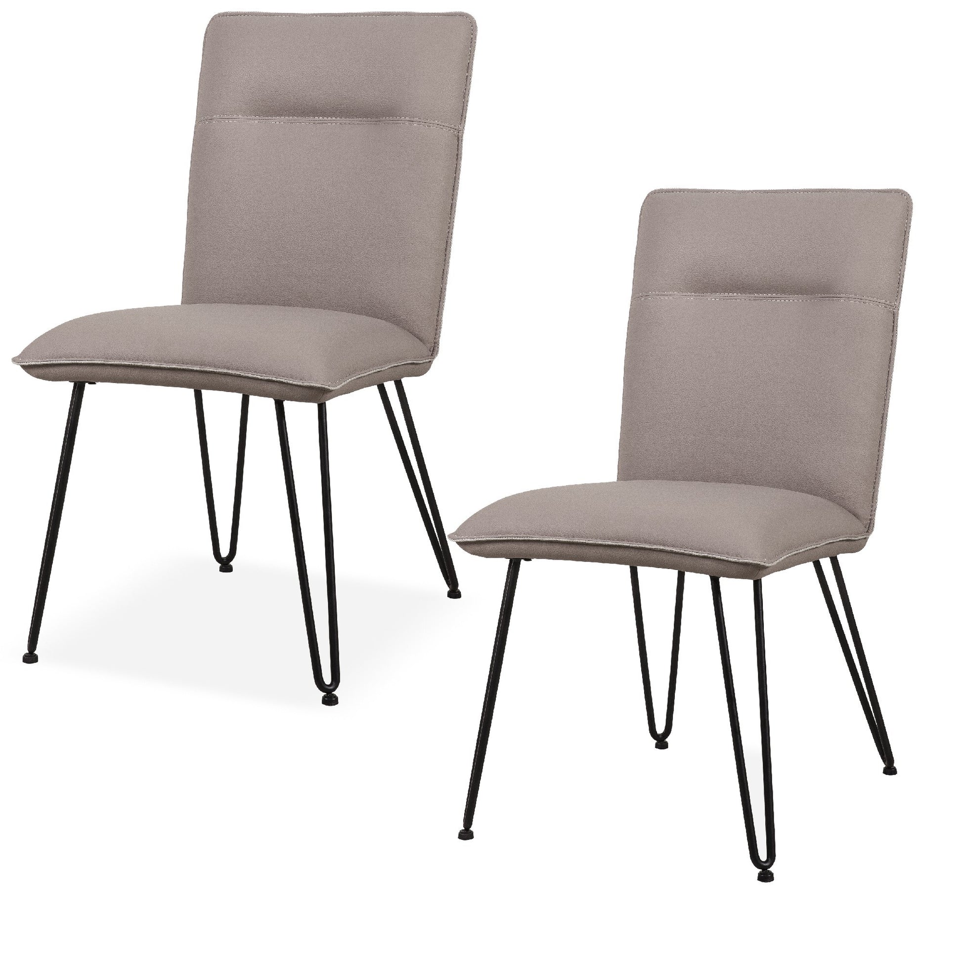 Faux Leather Upholstered Metal Chair With Hairpin Style Legs, Set Of 2, Black And Beige Beige Black Metal