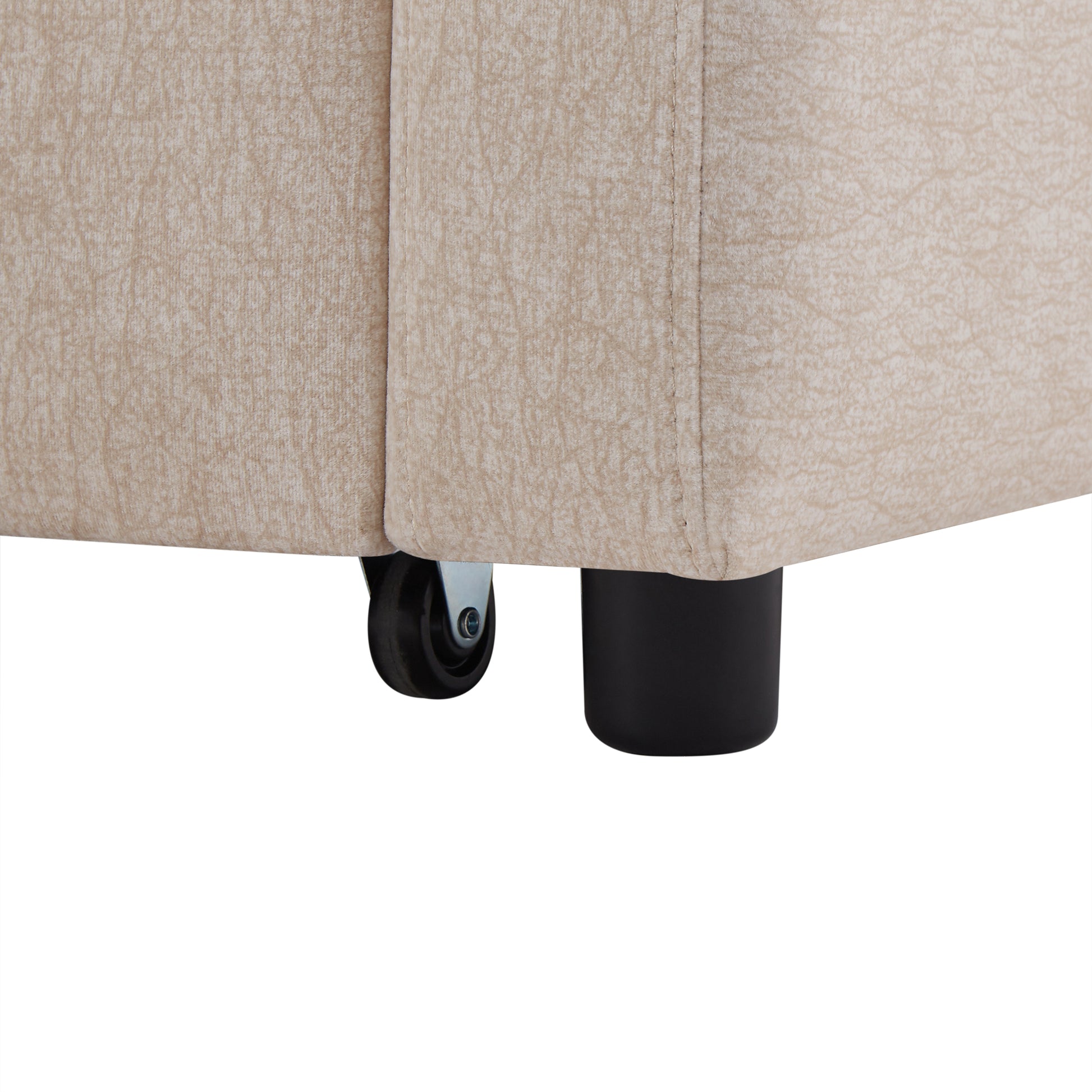 55.9" Convertible Sofa Bed Loveseat Sofa With Three Usb Ports, Two Side Pockets, Two Cup Holders And 360 Swivel Phone Holder For Living Room, Beige Beige Foam Polyester