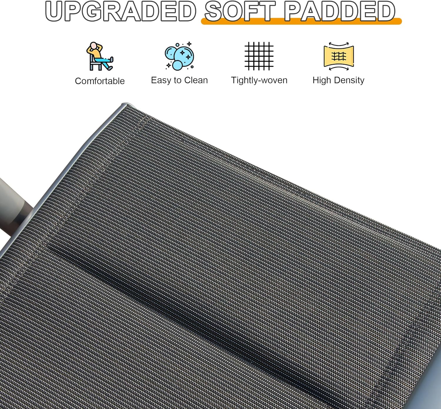 Patio Folding Chairs Set Of 2, Aluminium Frame Outdoor Reclining Patio Chairs For Garden Camping Poolside Beach Deck, Adjustable High Back Lawn Chairs With Soft Cotton Padded Seat, Dark Gray Dark Gray Aluminium