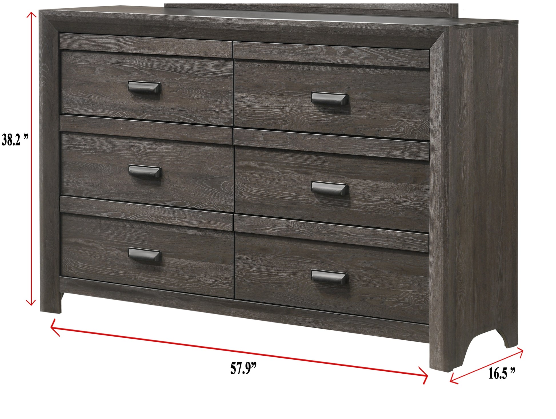 1Pc Contemporary Six Drawers Dresser Brownish Gray Driftwood Finish Rustic Finish Bedroom Wooden Furniture Gray,Grayish Brown Bedroom Contemporary,Rustic Wood