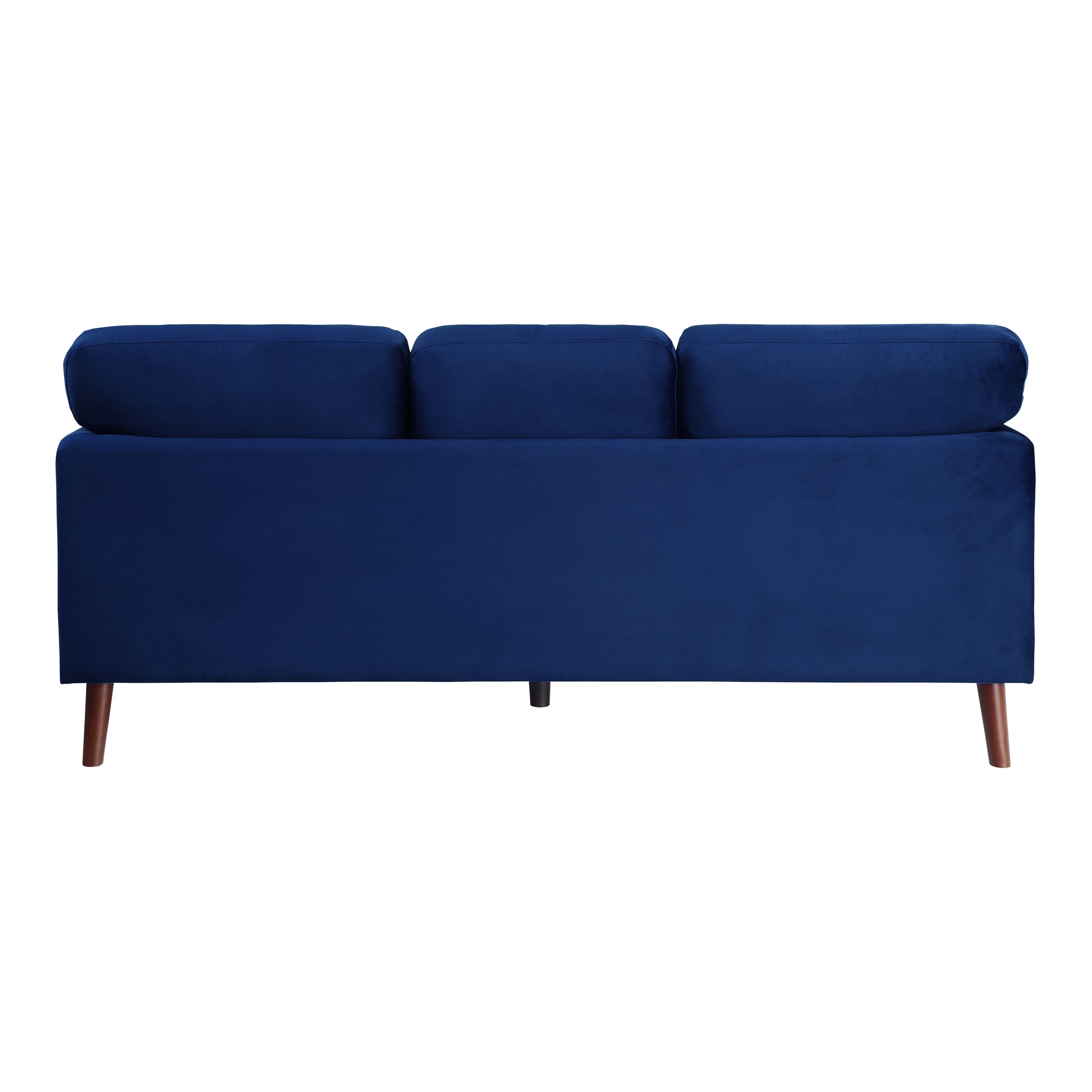 Modern Contemporary 2Pc Sofa Set Blue Sofa Loveseat Velvet Upholstery Dark Brown Legs Solid Wood Living Room Furniture Blue Velvet Wood Primary Living Space Modern Solid Wood 5 Seat