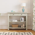 Retro Console Table With Drawer And Two Sturdy Shelves For Entryway, Living Room Gray Wash Gray Wash Mdf,Rubber Wood