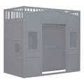 Twin Size House Loft Bed With Ladder And Wardrobe Grey Twin Grey Solid Wood