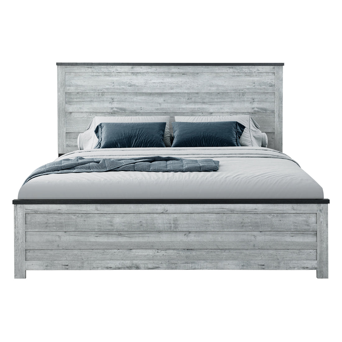 Kicks Grey Wash Queen Bed Gray Wash Solid Wood Mdf