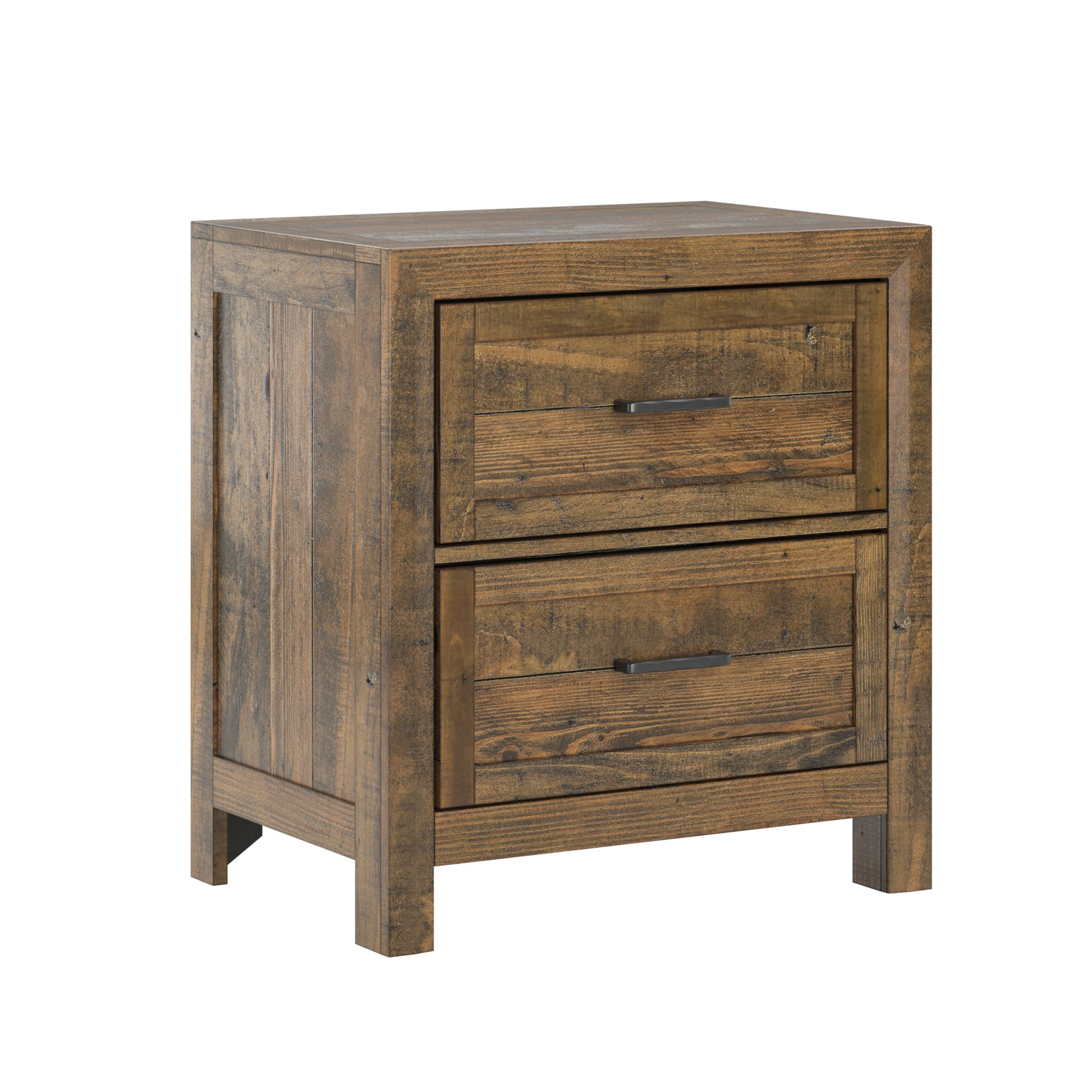 Lisque Brown 2 Drawer Nightstand Brown Solid Wood