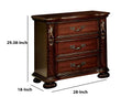 Brown Cherry Traditional 1Pc Nightstand Solid Wood 3 Drawers Bedside Table Pewter Hanging Pull Grand Design Bedroom Furniture Brown Brown 3 Drawers Bedroom Bedside Cabinet Classic,Luxury,Traditional Drawers Cherry Solid Wood