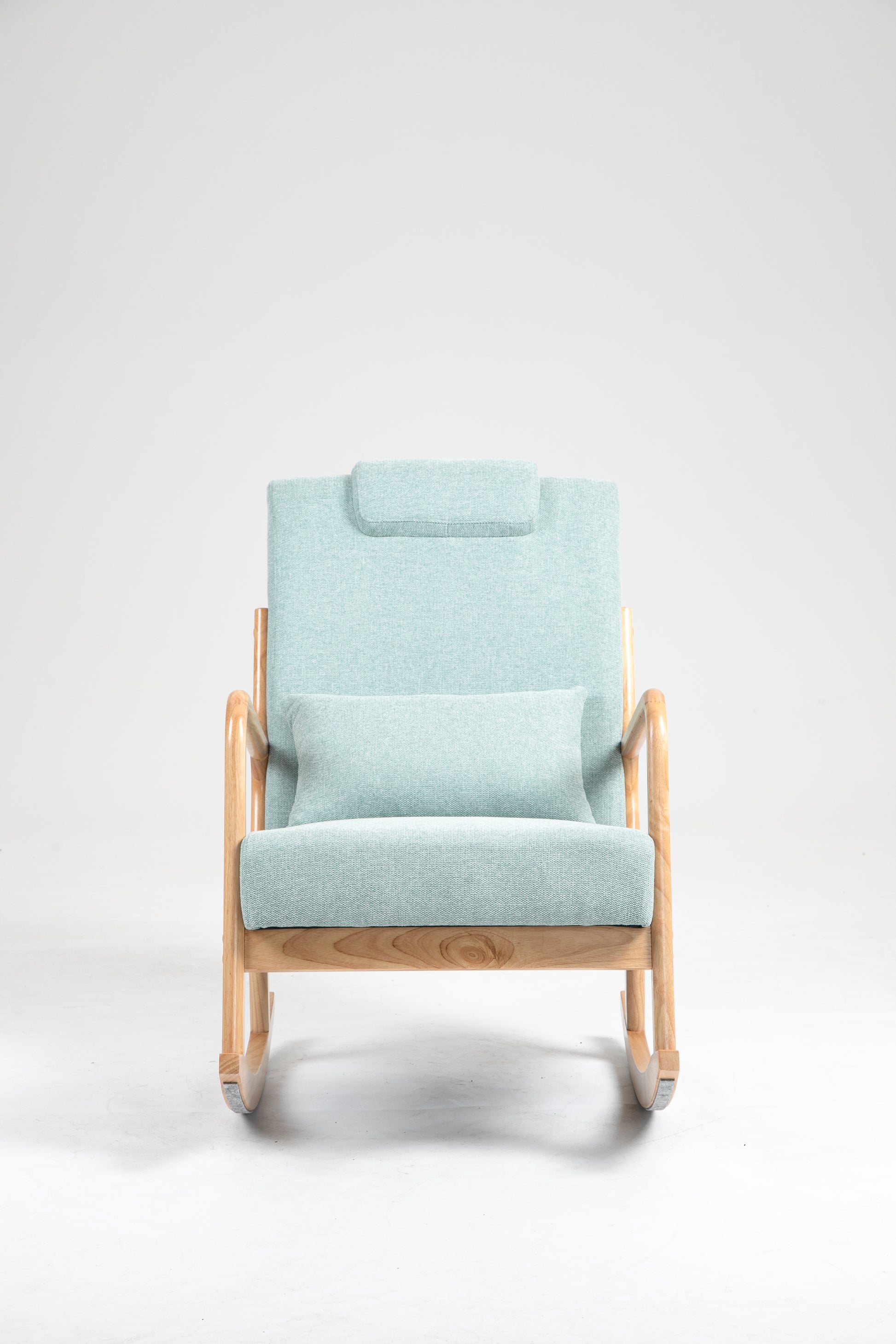 Rocking Chair Upholstered Fabric Rocking Armchair Indoor With High Backrest Glider Chairs And Lumbar Pillow For Living Room Light Green Linen