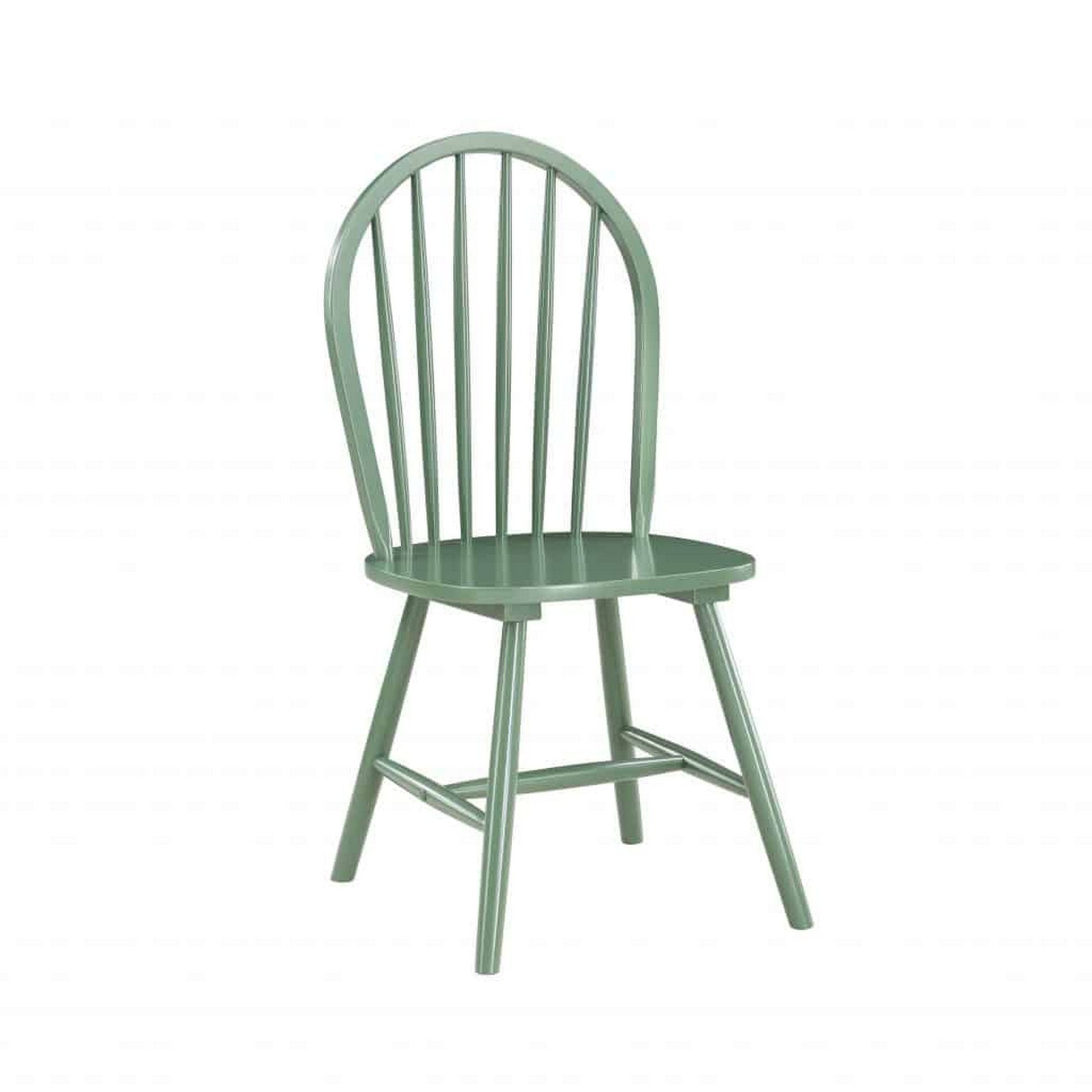 Irvin 18 Inch Modern Dining Chairs, Round Spindle Backs, Set Of 2, Green Green Solid Wood