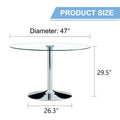 A Glass Tabletop With A Diameter Of 47 Inches And A Modern Minimalist Circular Dining Table With Electroplated Silver Metal Legs. Suitable For Restaurants, Living Rooms, And Conference Rooms.Dt 1166