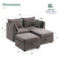 Modular Couches And Sofas Sectional With Storage Sectional Sofa U Shaped Sectional Couch With Reversible Chaises, Grey Gray Wood Soft Heavy Duty Linen 4 Seat