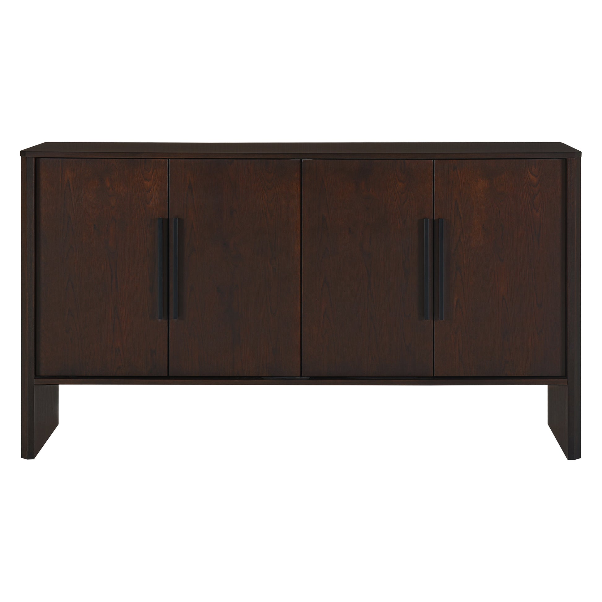 4 Door Large Storage Retro Sideboard With Adjustable Shelves And Long Handles For Kitchen, Dining Room And Living Room Espresso Espresso Mdf