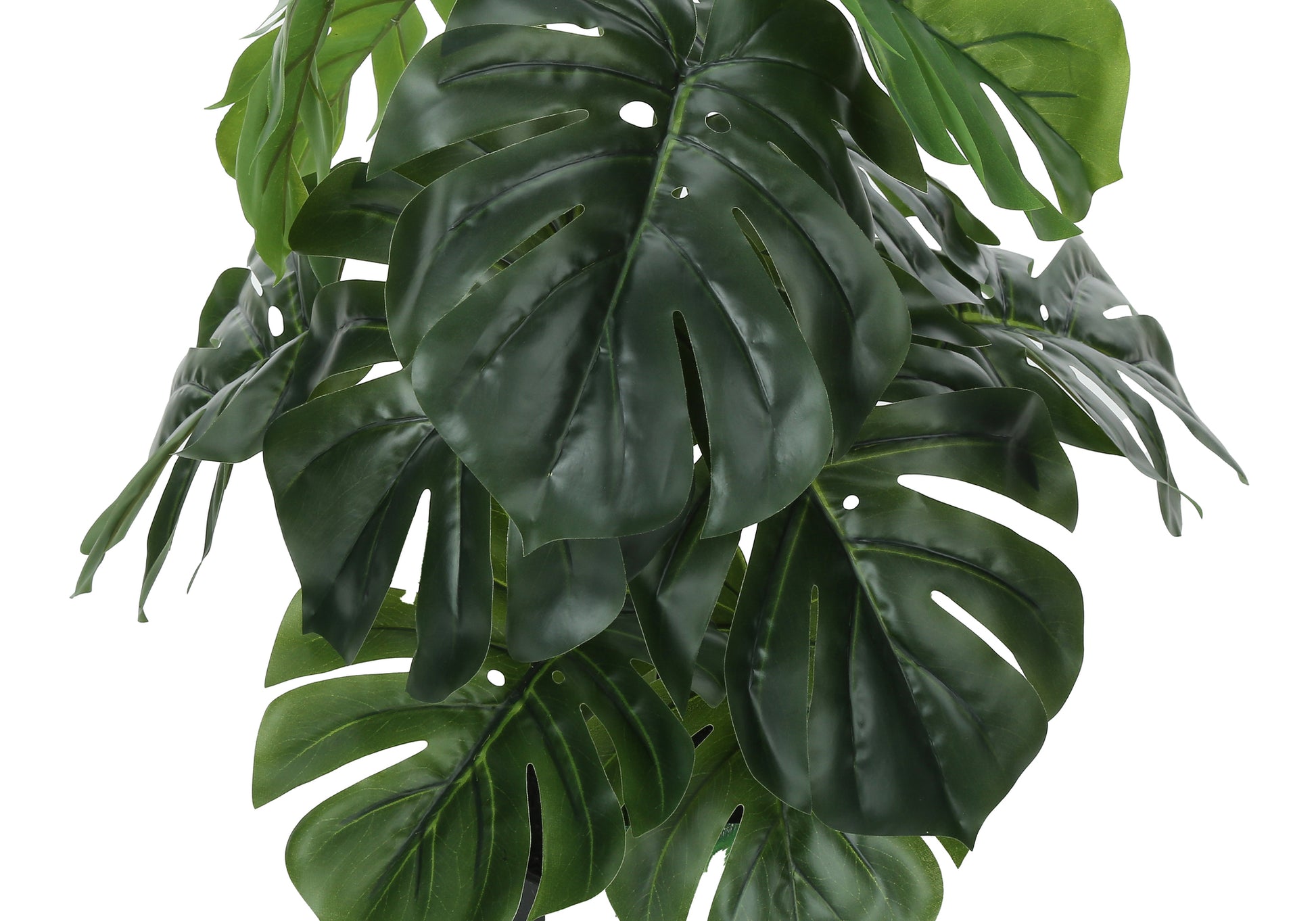 Artificial Plant, 24" Tall, Monstera, Indoor, Faux, Fake, Table, Greenery, Potted, Real Touch, Decorative, Green Leaves, Black Pot Green Foam Plastic